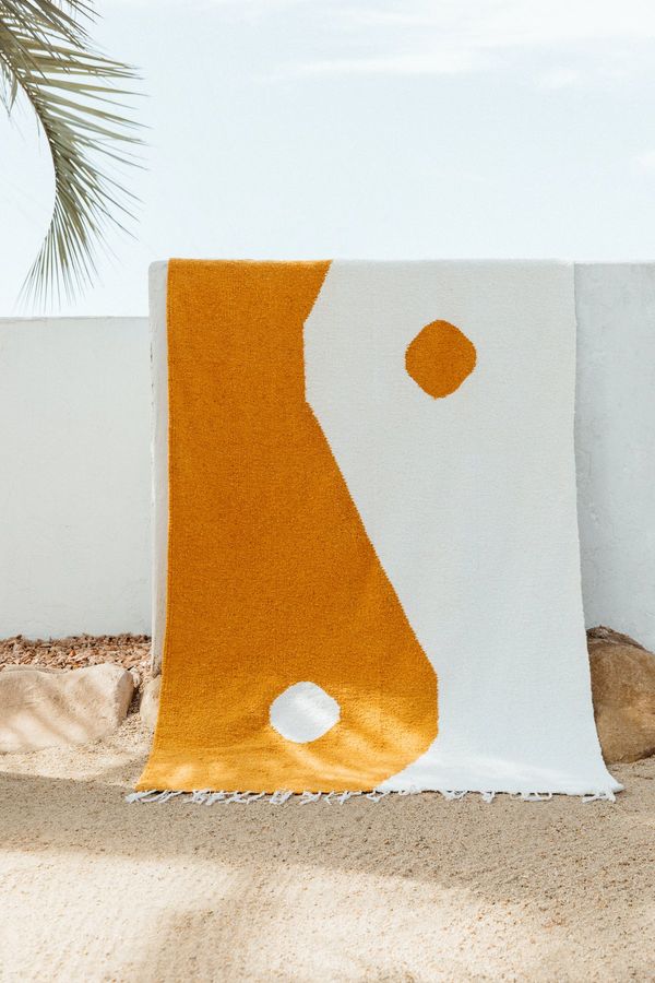 The Yin Yang Blanket: Mustard Yellow & White Mexican Blanket added by Spoak Member
