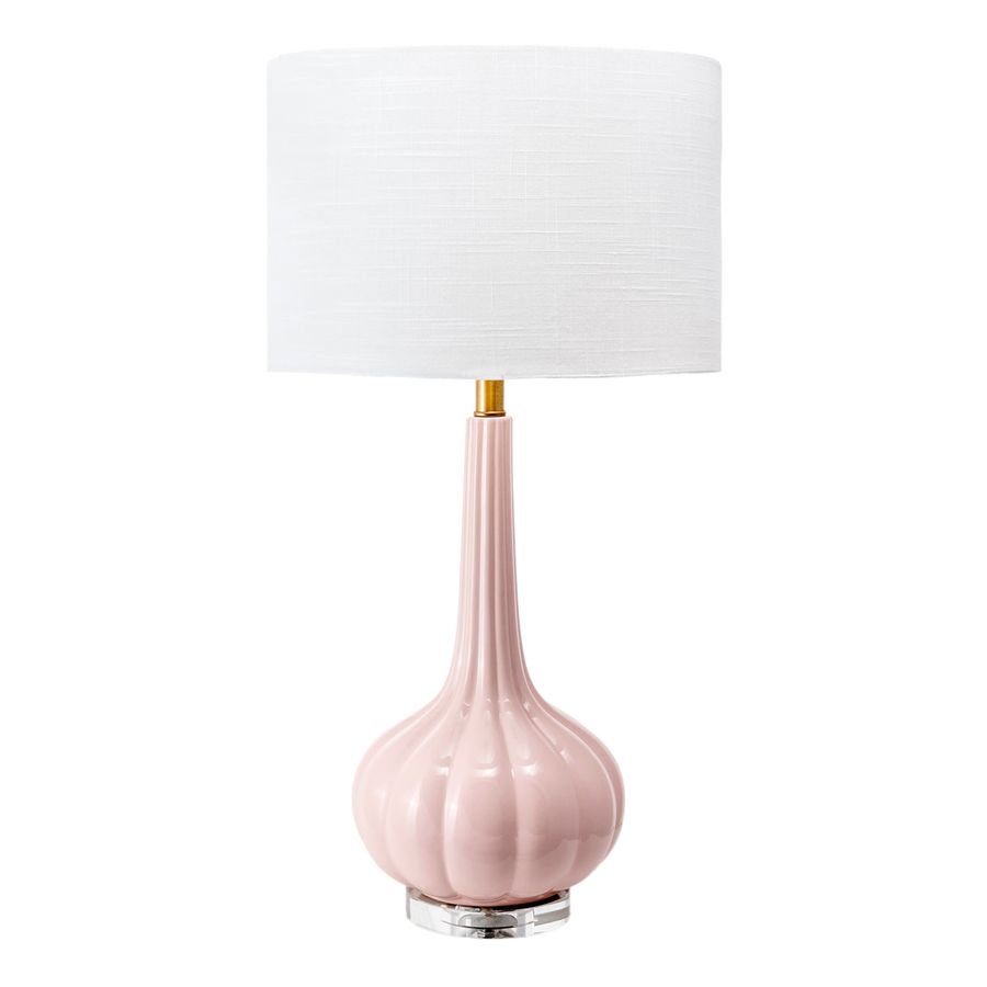 29-inch Fluted Ceramic Bulbous Table Lamp | Pink added by Spoak Member