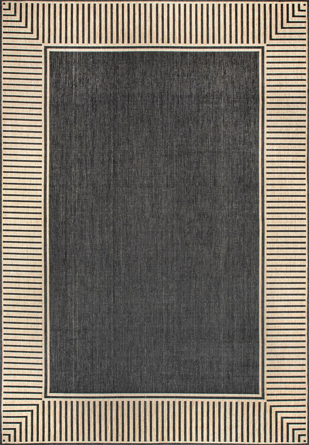 Striped Border Indoor/Outdoor Flatweave Rug | Dark Grey added by Spoak Member