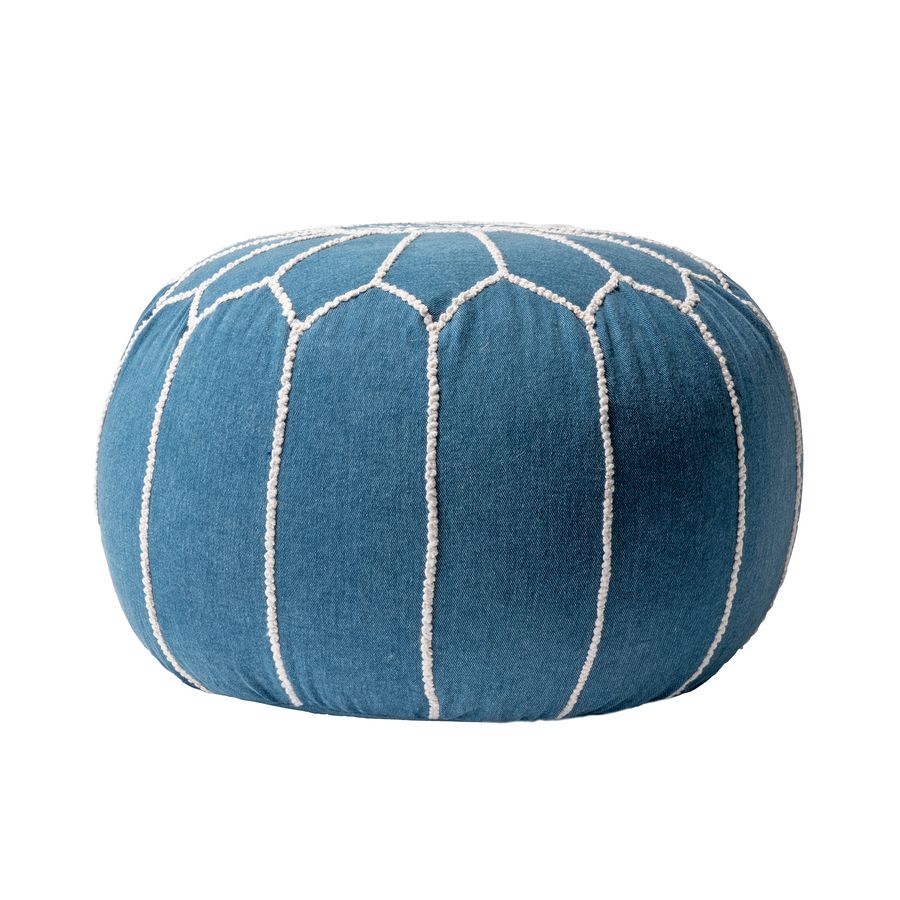 Embroidered Cotton Pouf | Blue added by Spoak Member