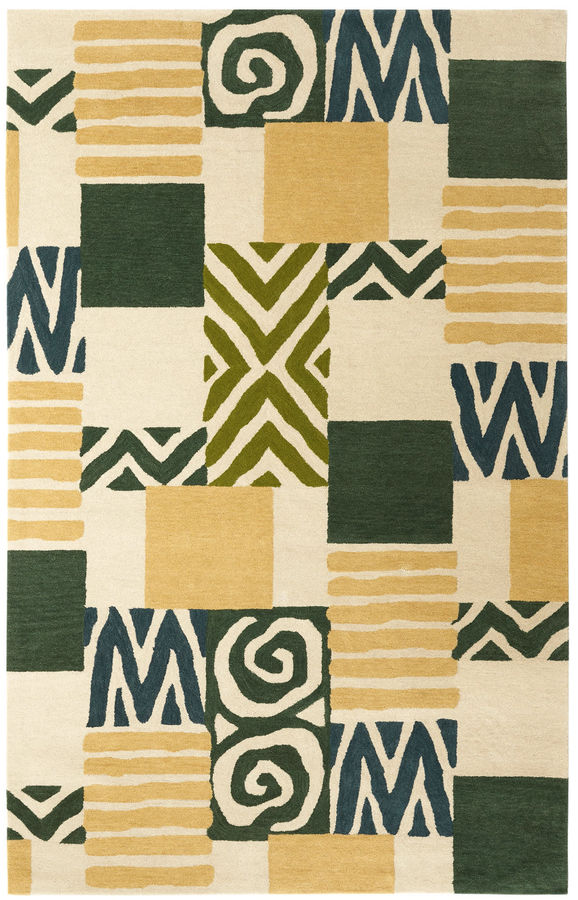 Patchwork Hand Tufted Wool Rug | Green added by Spoak Member