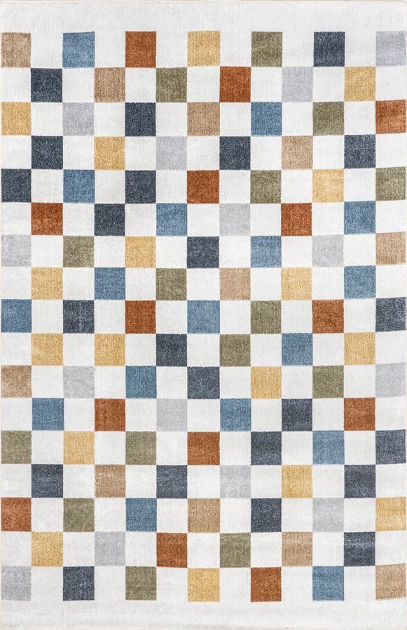 Carina Colorful Checkered Washable Rug | Multicolor added by Spoak Member