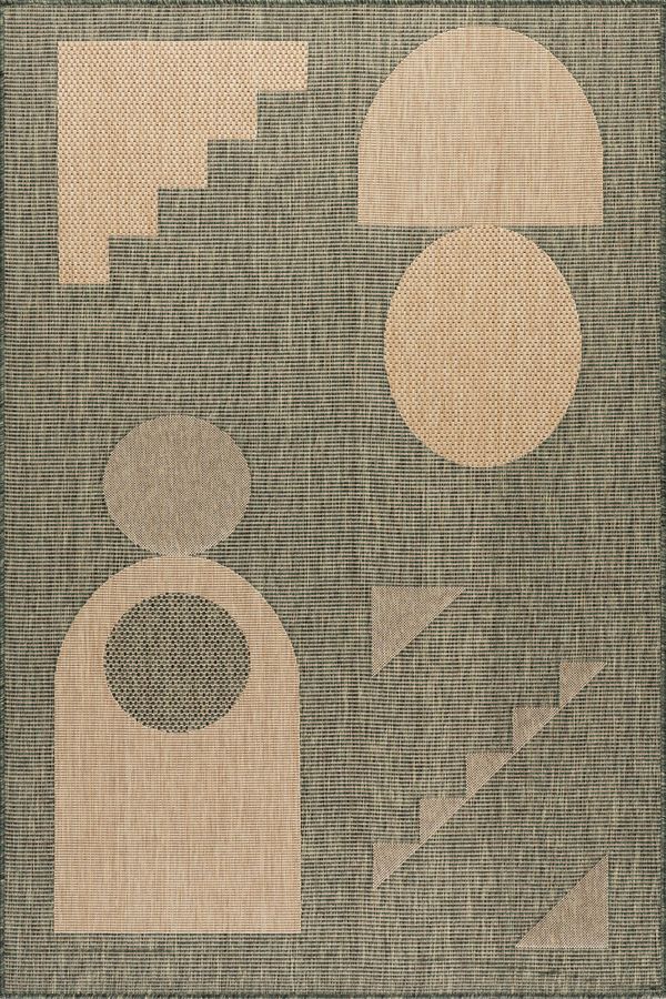 Aila Abstract Geometric Indoor/Outdoor Rug | Green added by Spoak Member