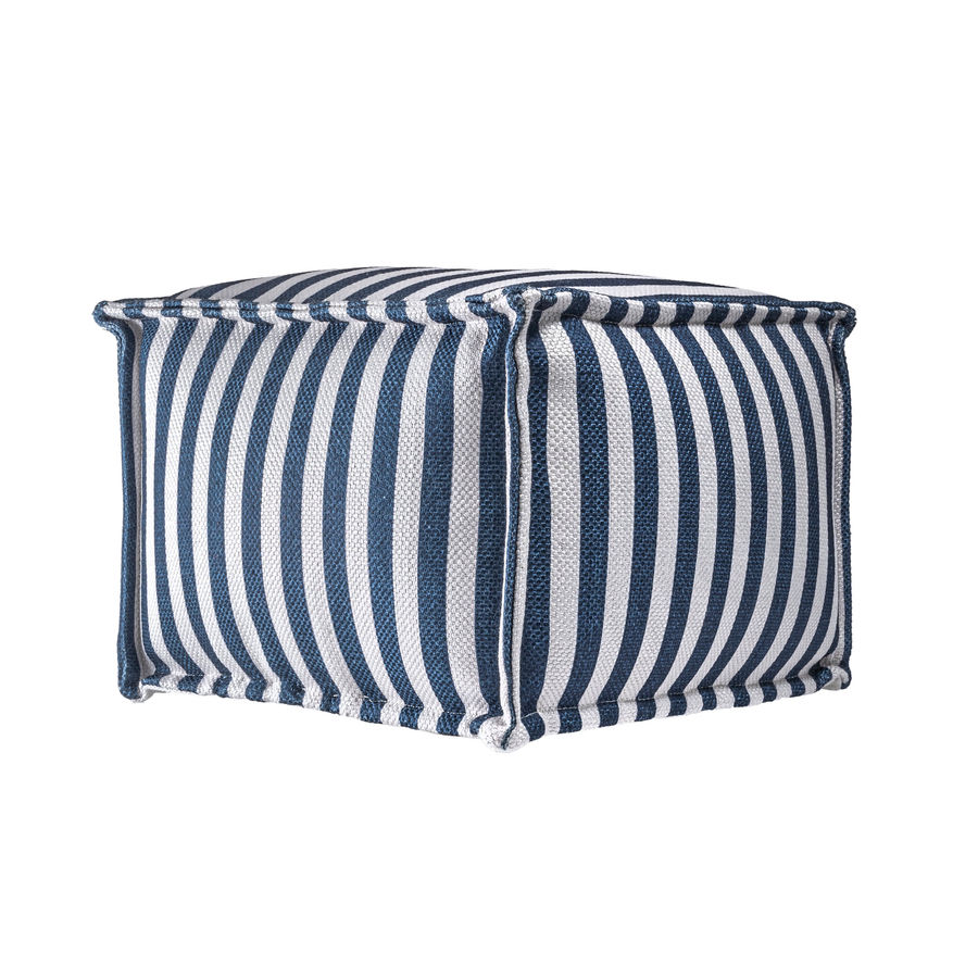 Printed Striped Indoor/Outdoor Pouf | Blue added by Spoak Member