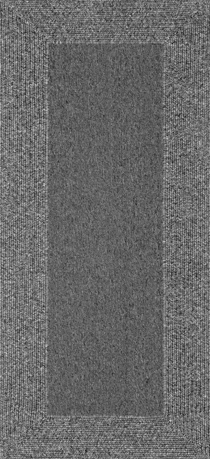 Striped Border Braided Indoor/Outdoor Rug | Charcoal added by Spoak Member