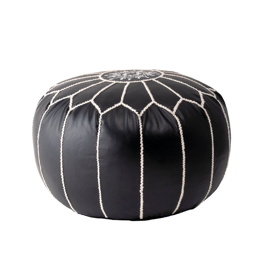Faux Leather Pouf | Black added by Spoak Member