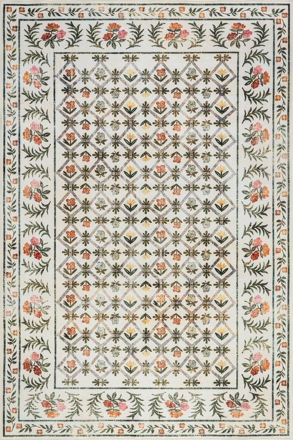 Park Floral Washable Rug | Ivory added by Spoak Member