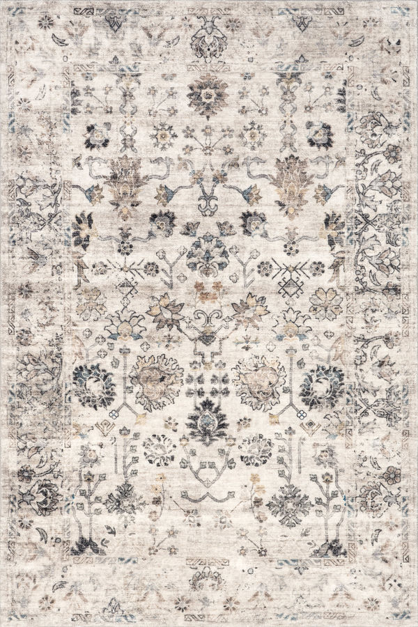 Leola Vintage Garden Floral Washable Rug | Grey added by Spoak Member