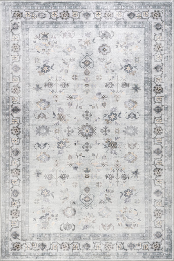 Dayflower Vintage Spill Proof Washable Rug | Light Grey added by Spoak Member