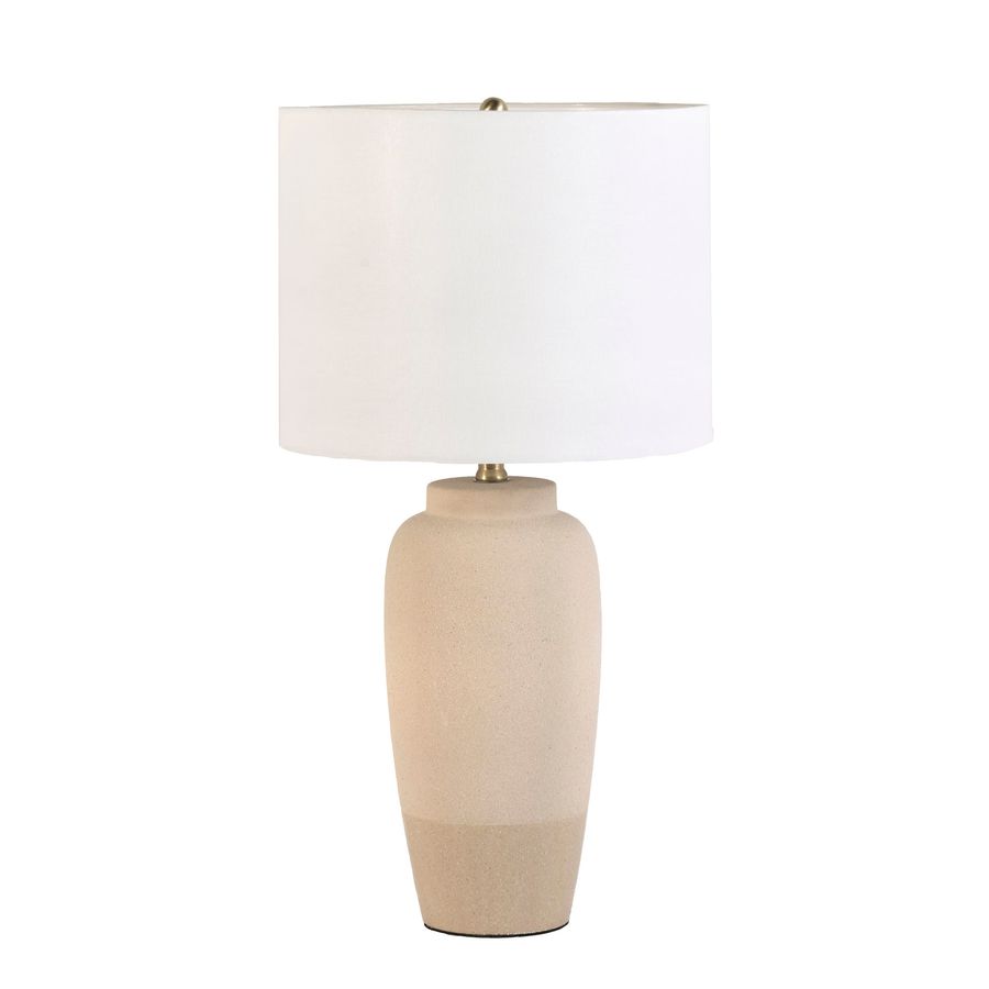 28-inch Sandy Ceramic Textured Vase Table Lamp | Beige added by Spoak Member