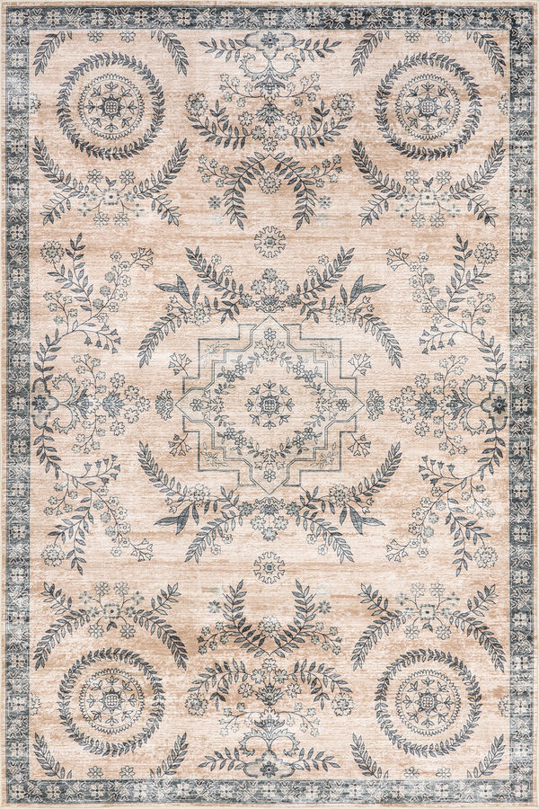 Londyn Floral Vines Spill Proof Washable Rug | Sand added by Spoak Member