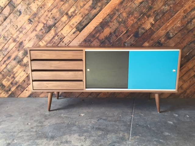 Mid Century Style Custom Small Credenza with 4 drawers and painted doors added by Spoak Member