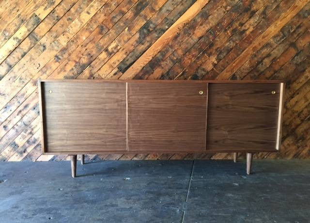 Mid Century Style Custom Walnut Credenza with 3 sliding doors added by Spoak Member