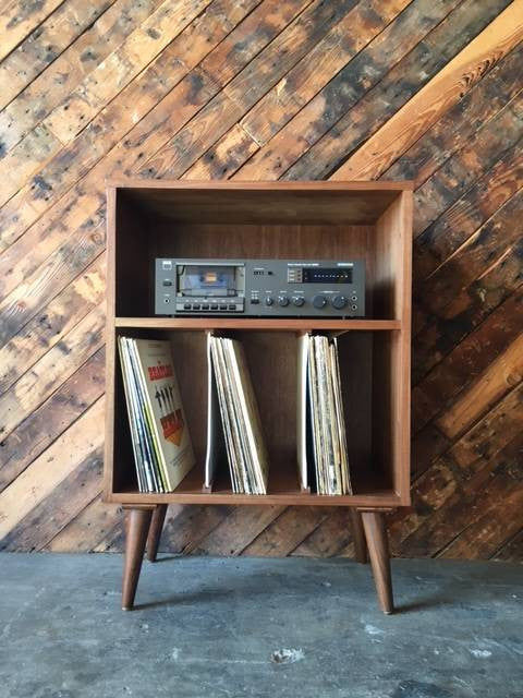Mid Century Style Mini Credenza Record Stand with 3 record bays and media bay added by Spoak Member