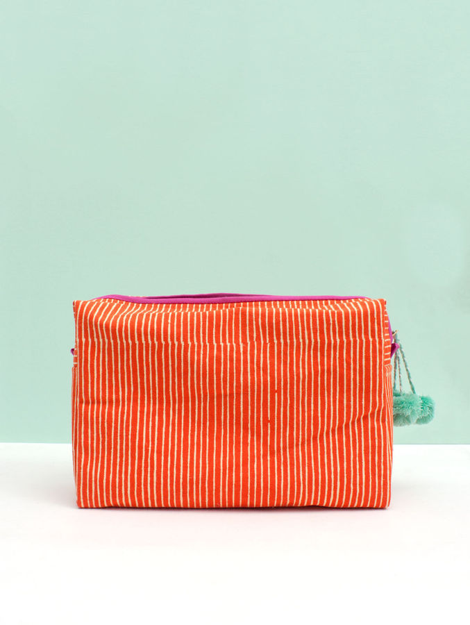 Stripe Washbag, Orange added by Spoak Member
