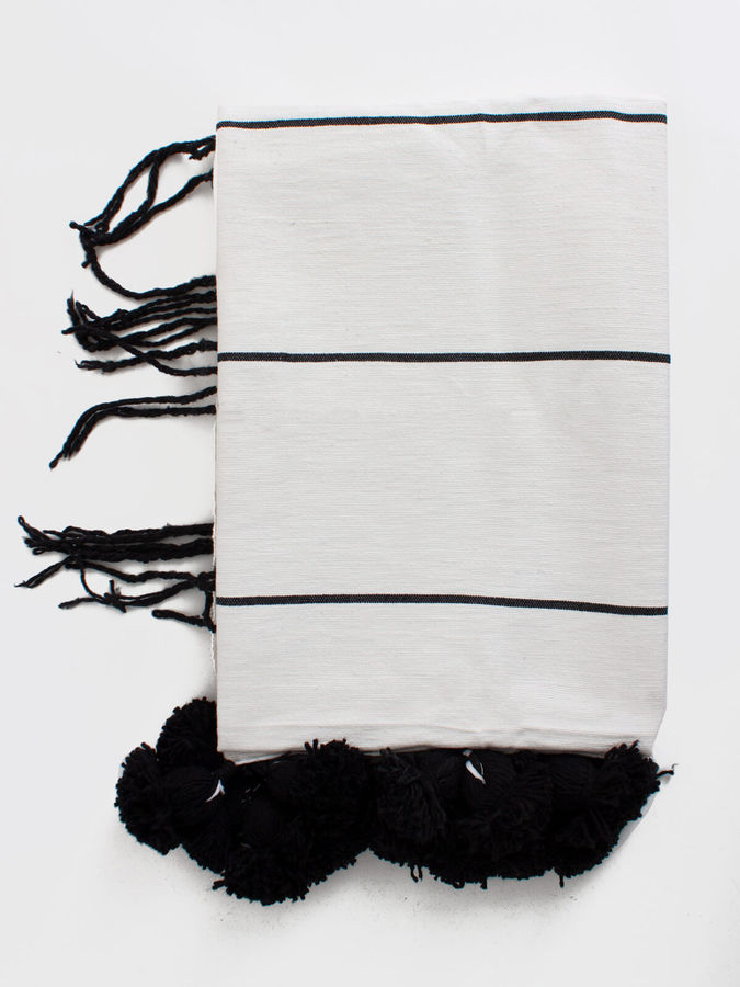 Tassel Pom Pom Blanket, White and Black added by Spoak Member