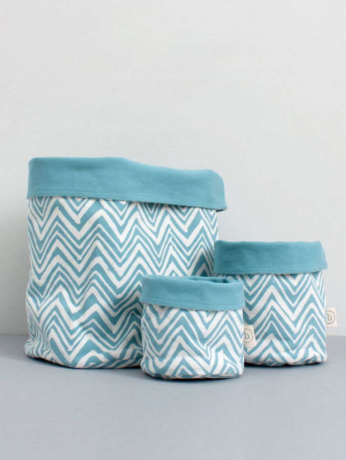 Zig Zag Print Canvas Storage Pots, Duck Egg added by Spoak Member