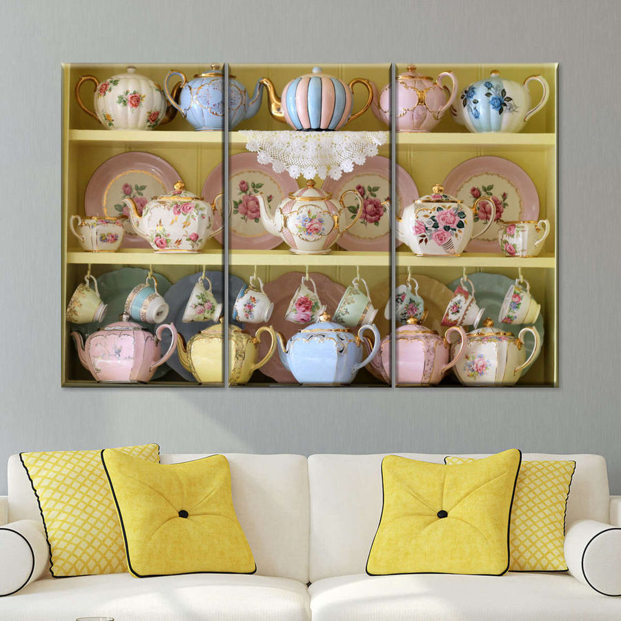 Teacups Display Multi Panel Canvas Wall Art added by Spoak Member
