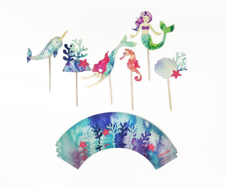 Merrilulu Mermaid Cupcake Toppers And Wrappers, 12 Ct added by Spoak Member
