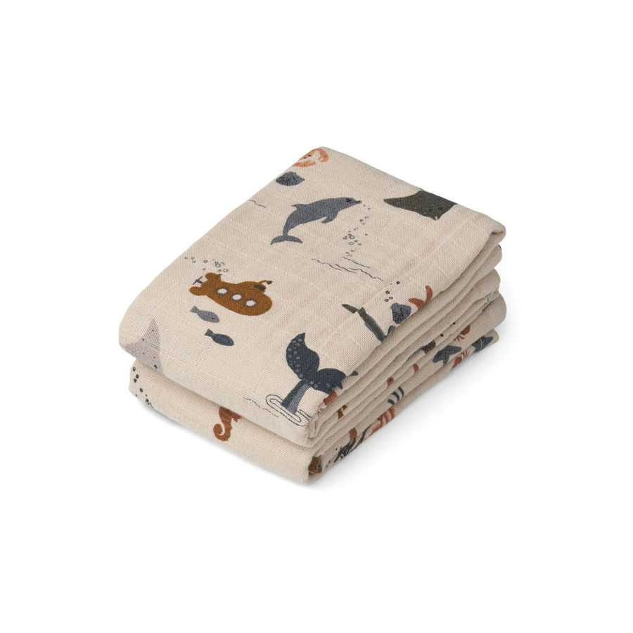 Liewood Lewis Muslin Cloth - Sea Creature/Sandy Mix (2 Pack) added by Spoak Member