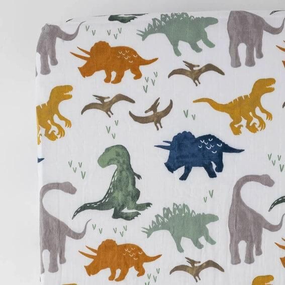 Little Unicorn - Cotton Muslin Crib sheet - Dino Friends added by Spoak Member
