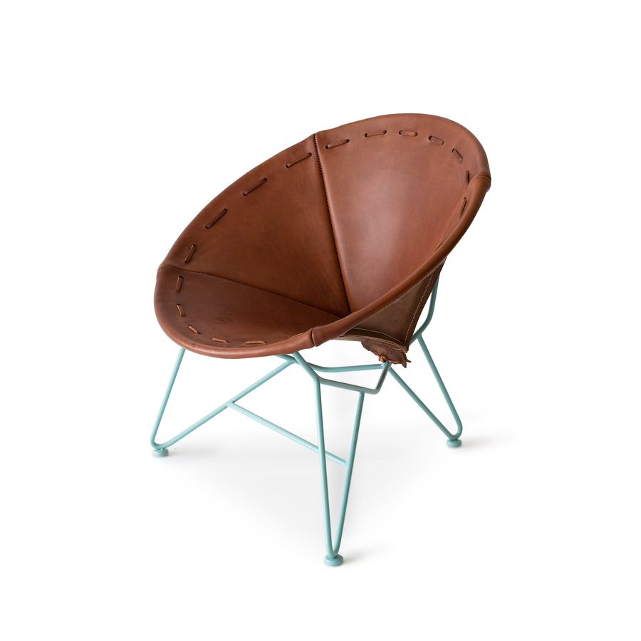 Saddle Leather Round Chair in Chocolate with Aqua Base added by Spoak Member