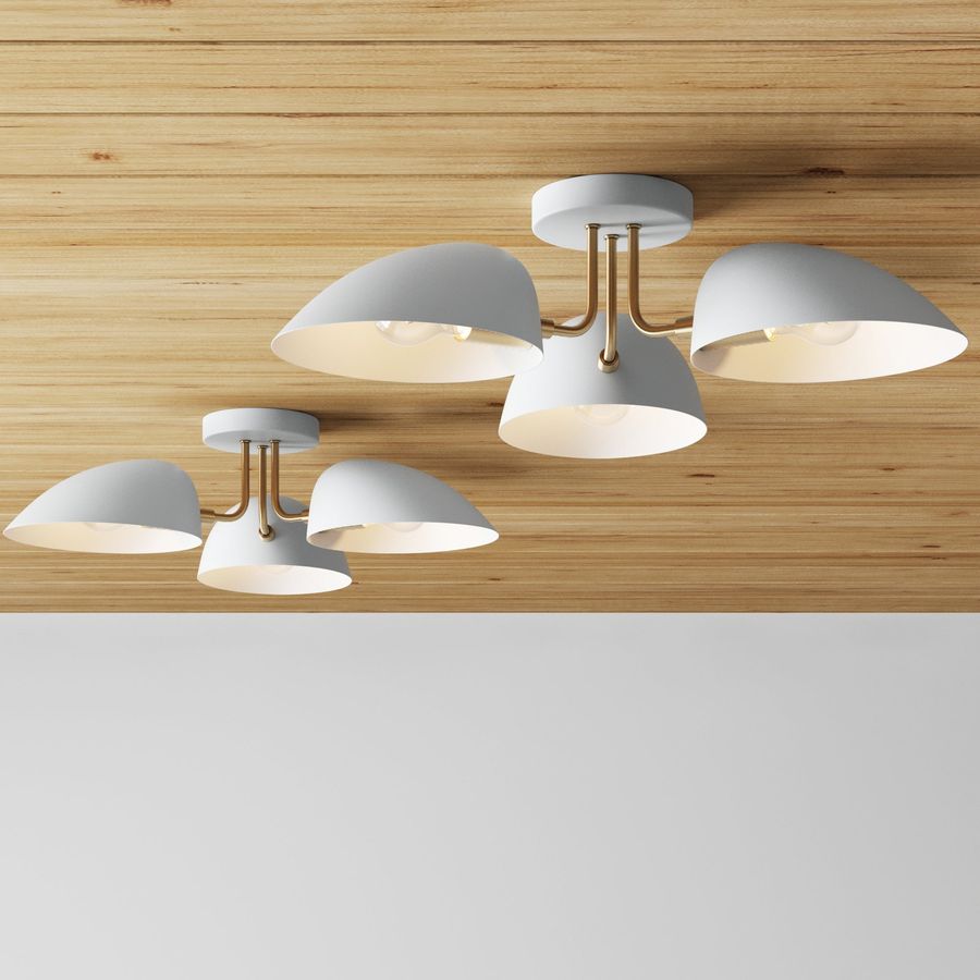 Metal 3-Arm Flush Mount Ceiling Light White (Set of 2) added by Spoak Member