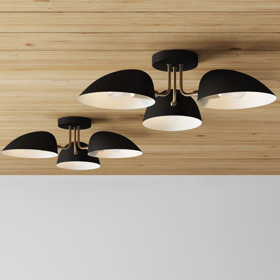 Metal 3-Arm Flush Mount Ceiling Light Black (Set of 2) added by Spoak Member