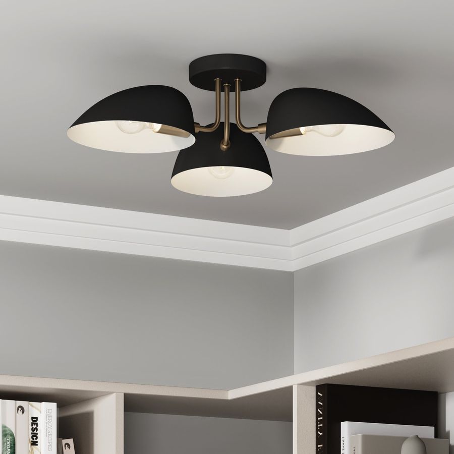 Metal 3-Arm Flush Mount Ceiling Light Black added by Spoak Member