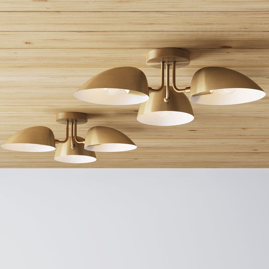 Metal 3-Arm Flush Mount Ceiling Light Brass (Set of 2) added by Spoak Member