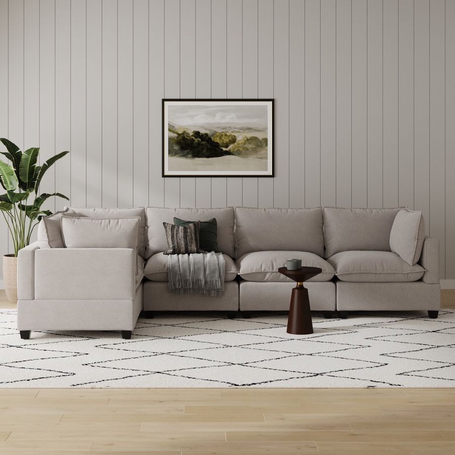 Soft Fabric 5-Seat Sectional Cloud Sofa Couch Gray added by Spoak Member
