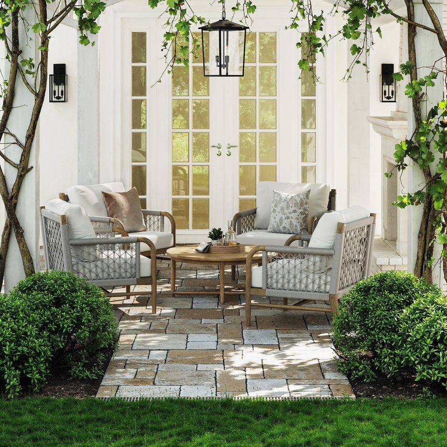 Outdoor Patio Wood Rope Arm Chairs Gray Oak (Set of 4) added by Spoak Member