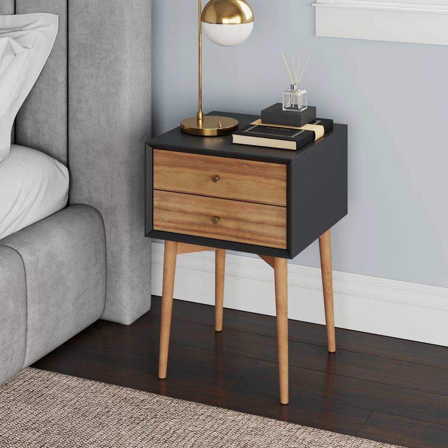 Wood Mid-Century Nightstand Acacia Black added by Spoak Member