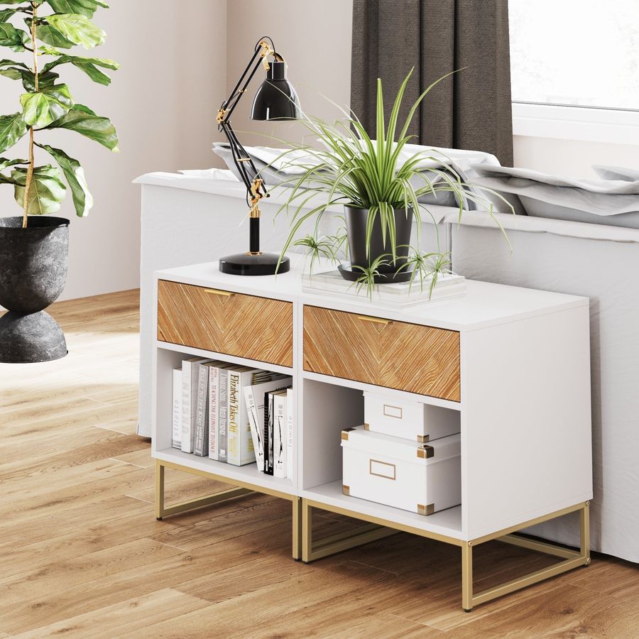 Wood Herringbone Nightstands Natural (Set of 2) added by Spoak Member