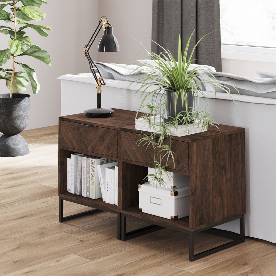 Wood Herringbone Nightstands Nutmeg (Set of 2) added by Spoak Member