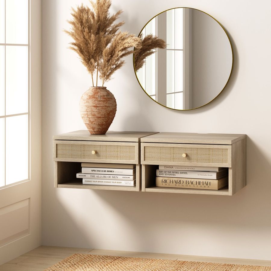 Rattan Floating Nightstand Light Oak (Set of 2) added by Spoak Member
