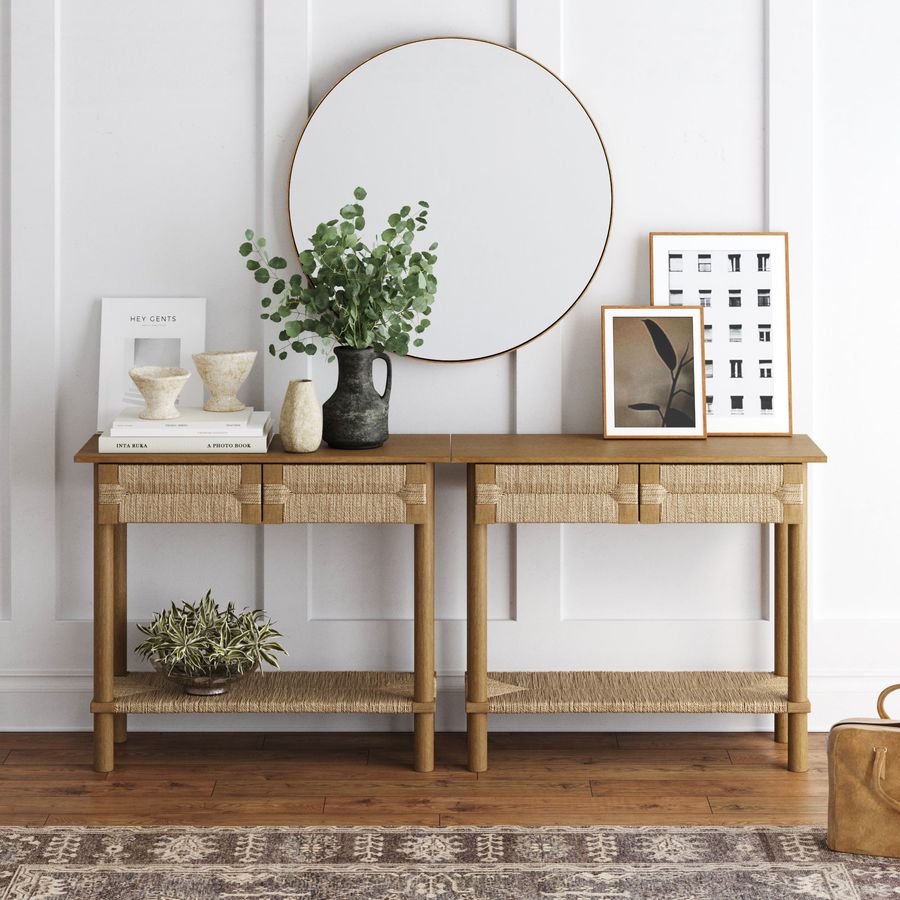 Boho Seagrass Console Tables (Set of 2) added by Spoak Member