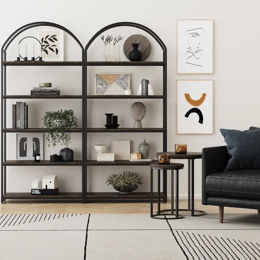 Metal 5-Shelf Arched Bookshelves Black (Set of 2) added by Spoak Member