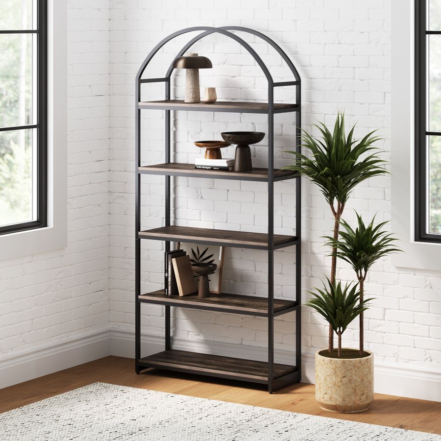 Wood & Metal 5-Shelf Arched Bookshelf Black added by Spoak Member