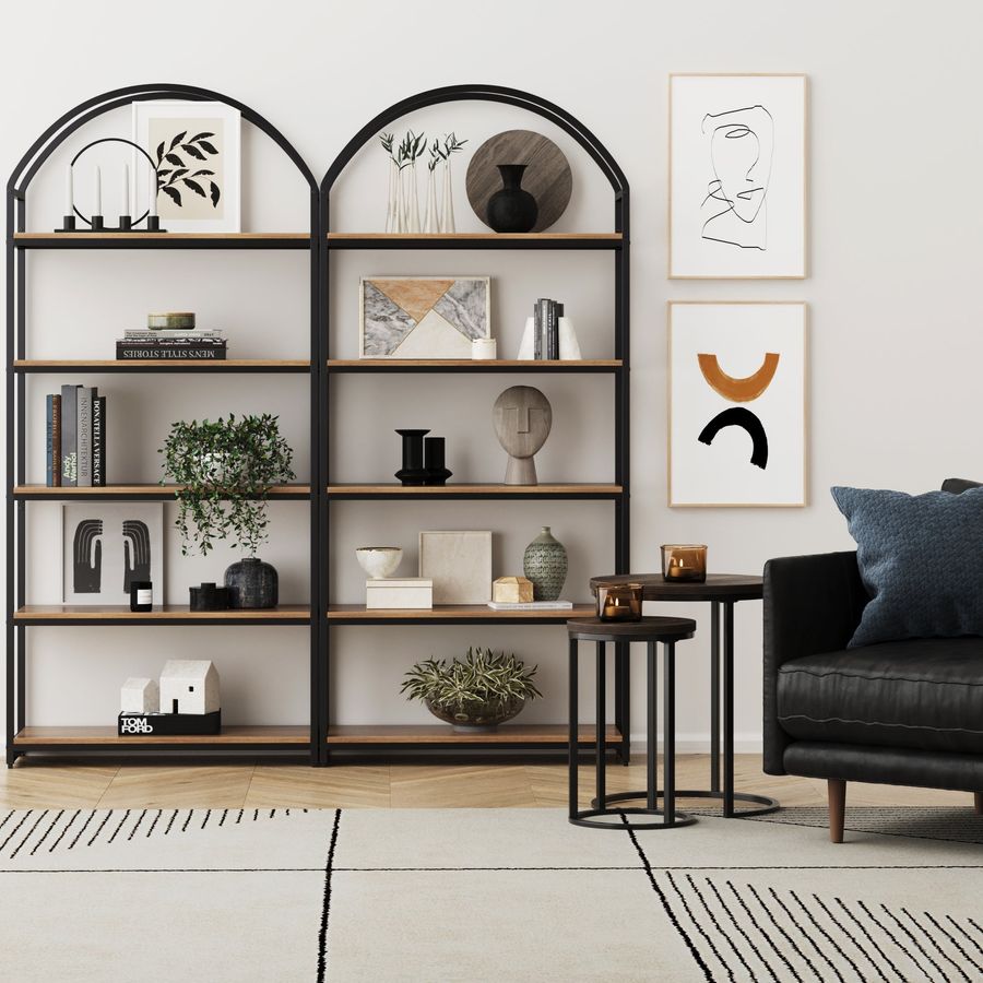 Metal 5-Shelf Arched Bookshelves Oak (Set of 2) added by Spoak Member