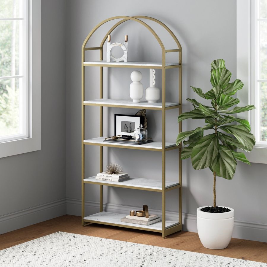 Metal 5-Shelf Arched Bookshelf Gold added by Spoak Member
