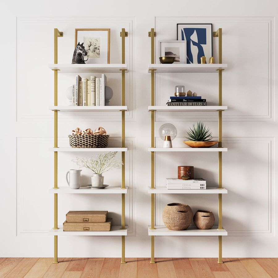 5-Shelf Ladder Wall Bookshelves White Gold (Set of 2) added by Spoak Member