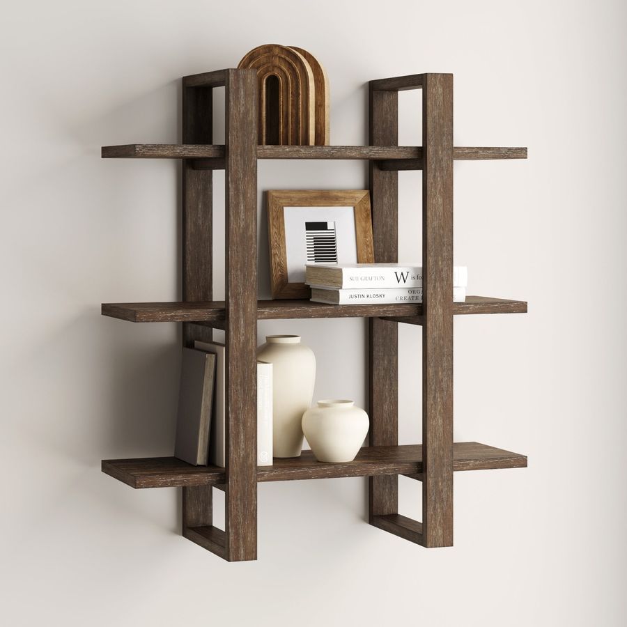 Solid Wood Adjustable Wall Shelf Dark Brown added by Spoak Member