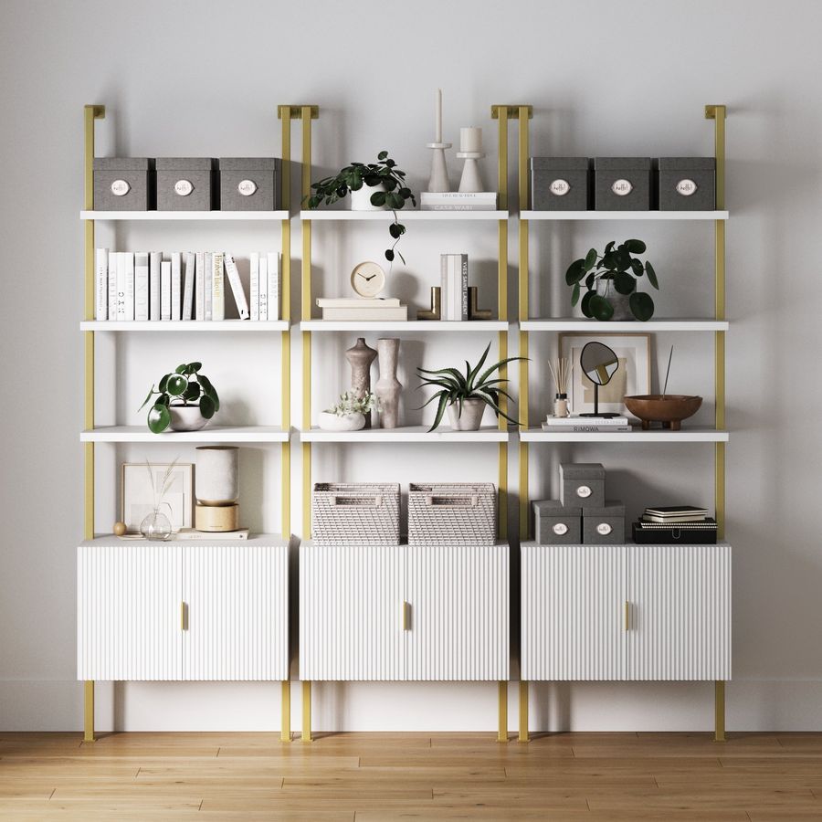 Mid-Century Fluted Wall Bookshelves with Doors (Set of 3) added by Spoak Member