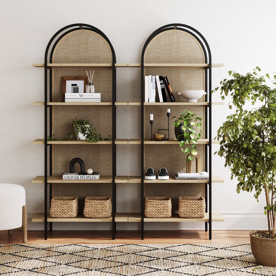 Boho Rattan & Wood Arched Bookshelves (Set of 2) added by Spoak Member
