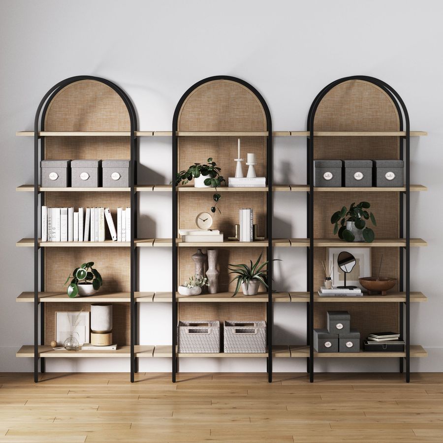 Boho Rattan & Wood Arched Bookshelves (Set of 3) added by Spoak Member
