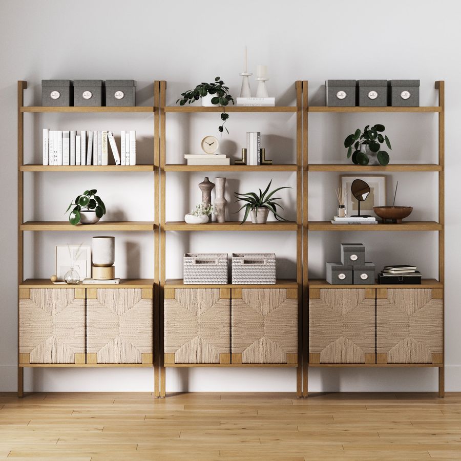 Seagrass Wall Bookshelves with Doors Light Brown (Set of 3) added by Spoak Member