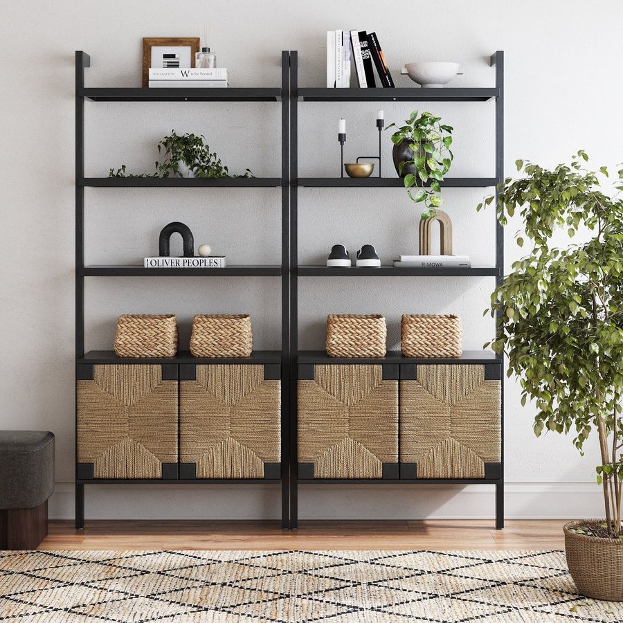Seagrass Wall Bookshelves with Doors Black (Set of 2) added by Spoak Member