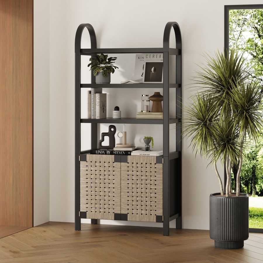 Boho Woven Seagrass Bookshelf Black added by Spoak Member