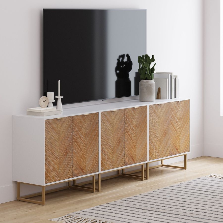 Herringbone TV Console Credenza White (Set of 3) added by Spoak Member